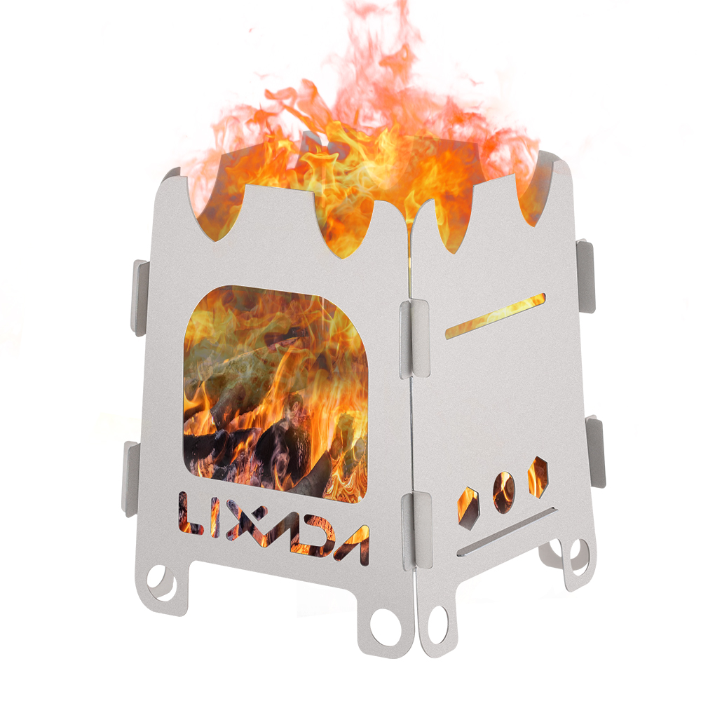 Outdoor Camping Stove Wood - Lixada-Titânio portátil e aço inoxidável Outdoor