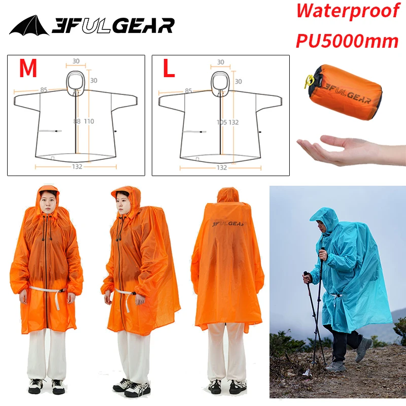 Camping Rain Poncho - Capa de chuva com zíper 3f