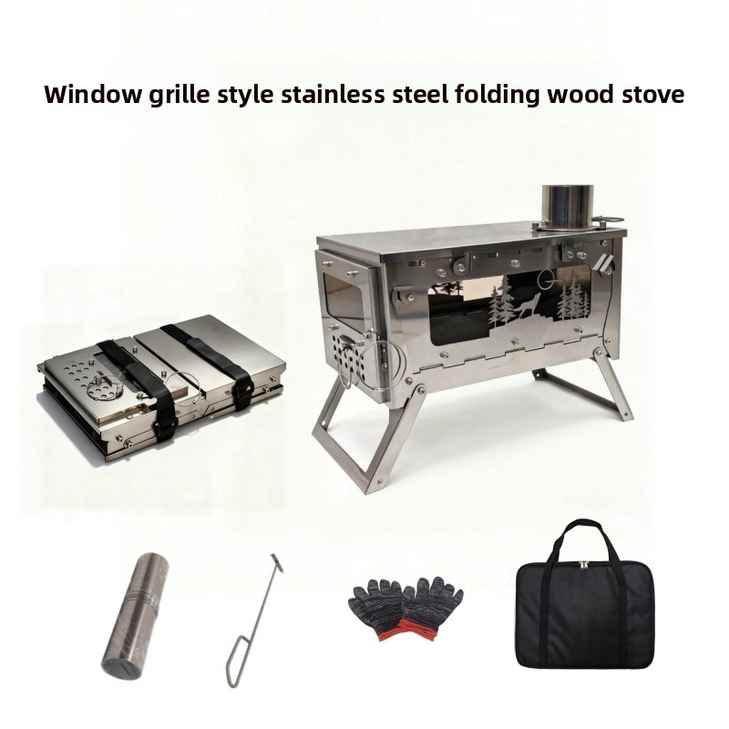 Outdoor Camping Stove Wood - Fogão a Lenha Portátil Dobrável de