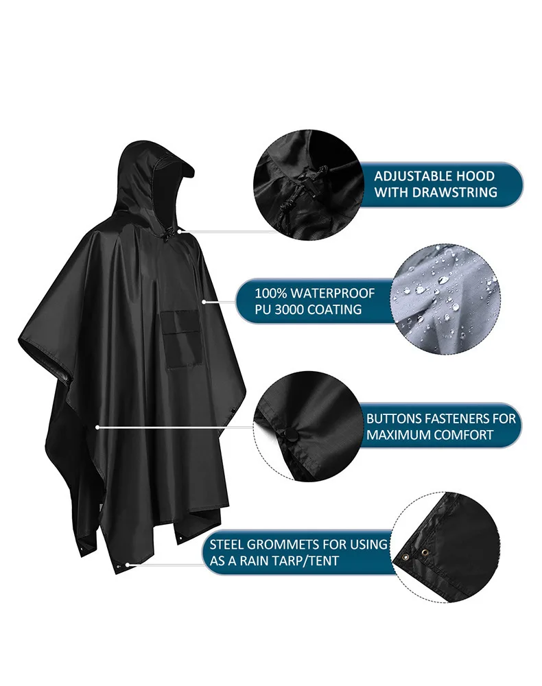 Camping Rain Poncho - 2026 Para Camping e Caminhadas, Capa