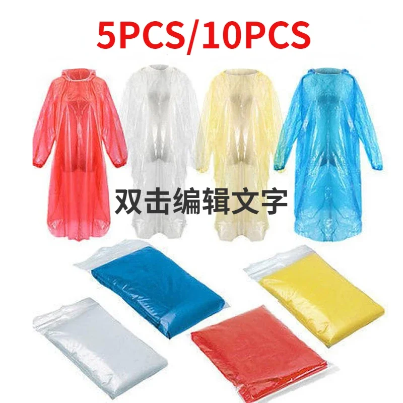 Camping Rain Poncho - 5/10pc capa de chuva descartável adulto