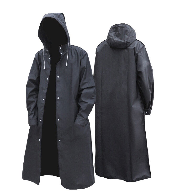 Camping Rain Poncho - Preto moda adulto impermeável longo capa