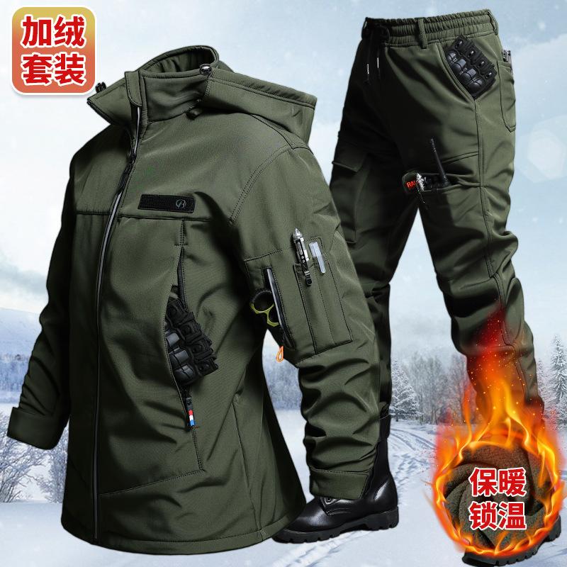Outdoor Camping Jacket - Outono e inverno veludo impermeável tático