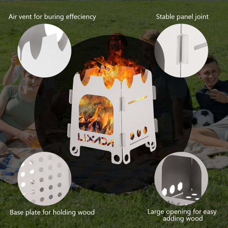 Lixada-Titânio portátil e aço  - Outdoor Camping Stove Wood avaliação e preço