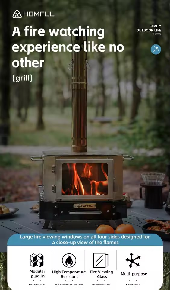 Fogão Portátil a Lenha HOMFUL  - Outdoor Camping Stove Wood avaliação e preço