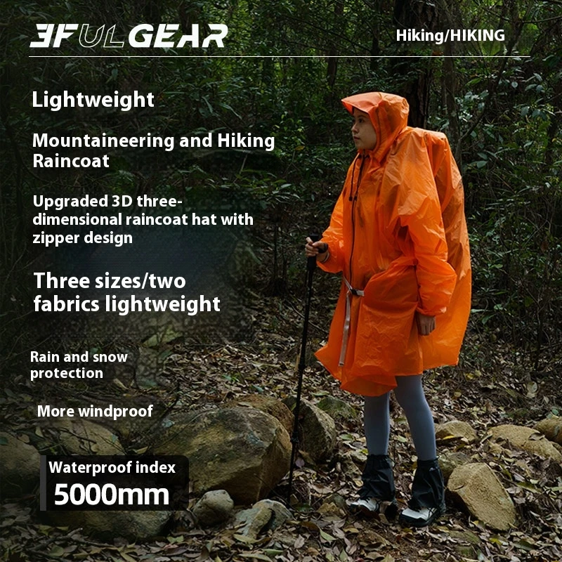 Capa de chuva com zíper 3f ul  - Camping Rain Poncho avaliação e preço