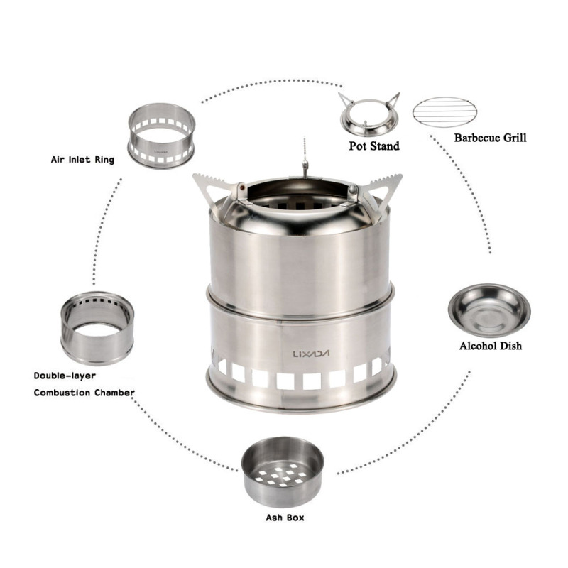 Lixada-fogão a lenha de aço in - Outdoor Camping Stove Wood avaliação e preço