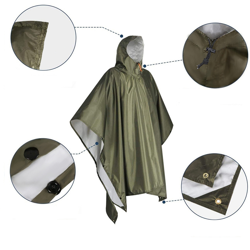 Poncho de chuva resistente par - Camping Rain Poncho avaliação e preço