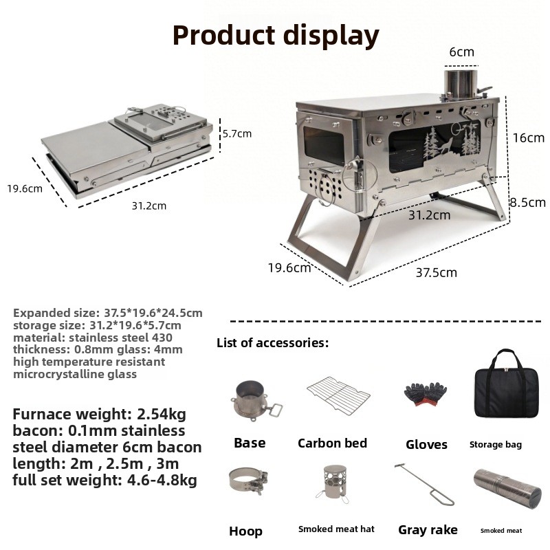 Fogão a Lenha Portátil Dobráve - Outdoor Camping Stove Wood avaliação e preço