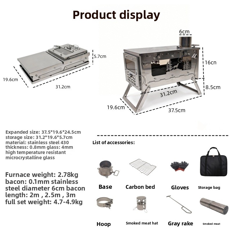 Fogão a Lenha Portátil Dobráve - Outdoor Camping Stove Wood avaliação e preço
