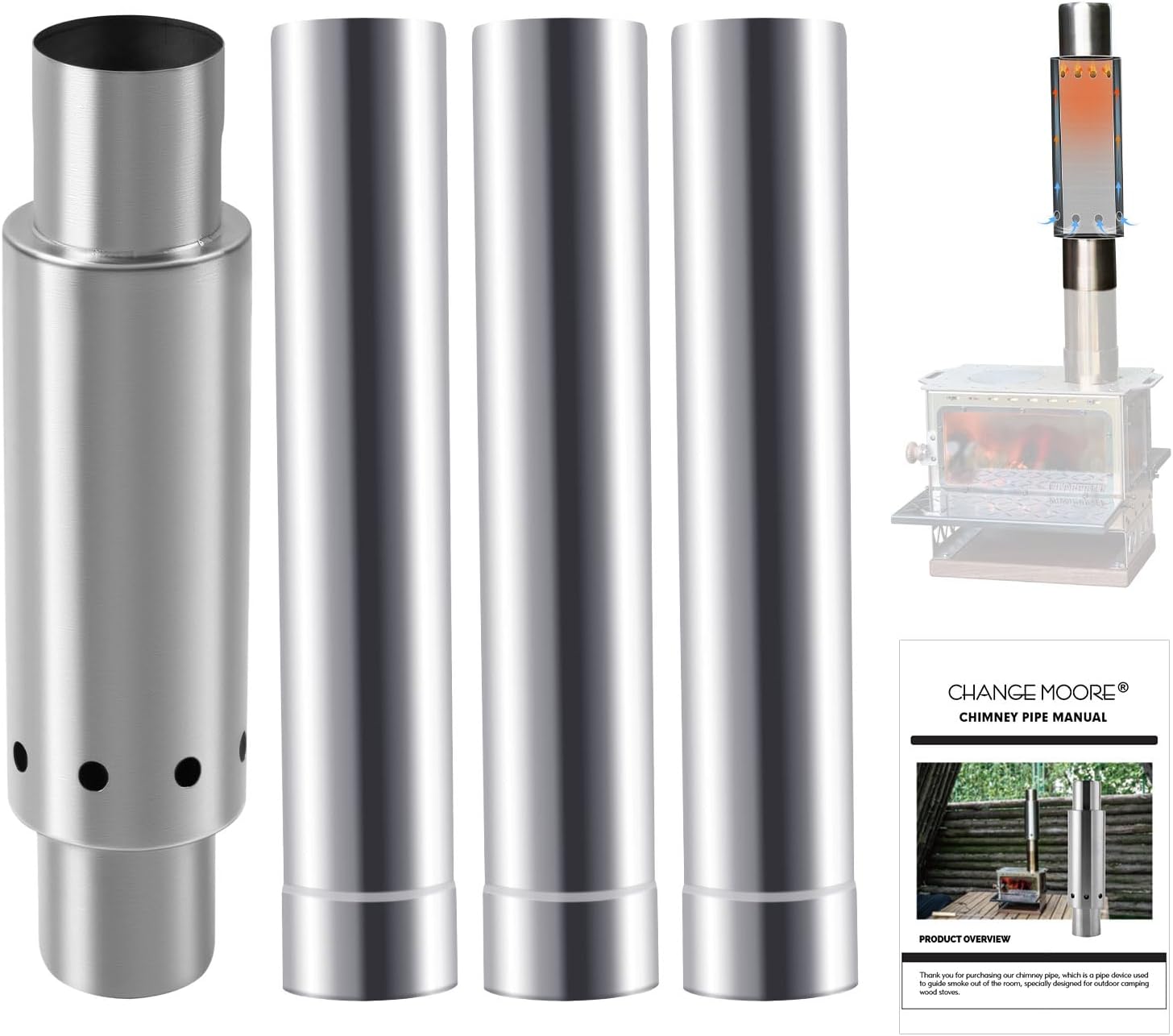 Change moore conjunto de tubos - Outdoor Camping Stove Wood avaliação e preço