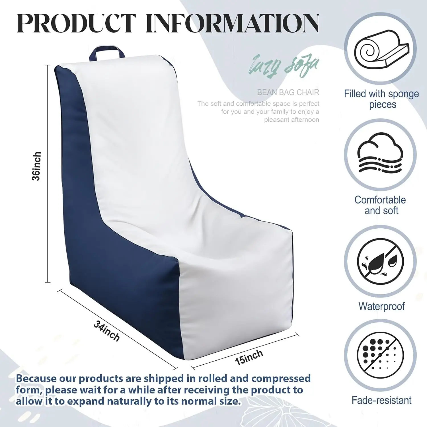1 Peça Cadeira Puff para Barco - Outdoor Camping Lounge Chairs avaliação e preço