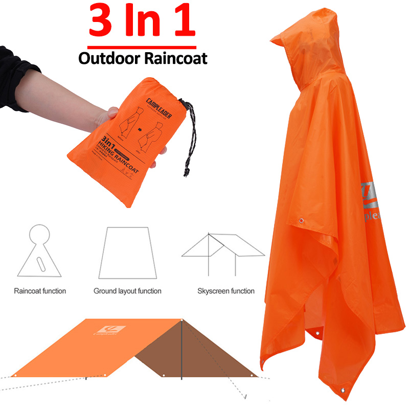 Capa de chuva 3 em 1 para exte - Camping Rain Poncho avaliação e preço